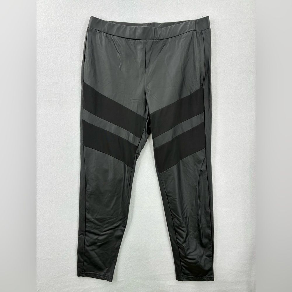 3For$20SHEIN Curve Black and Gray Faux Leather Pants size:2X